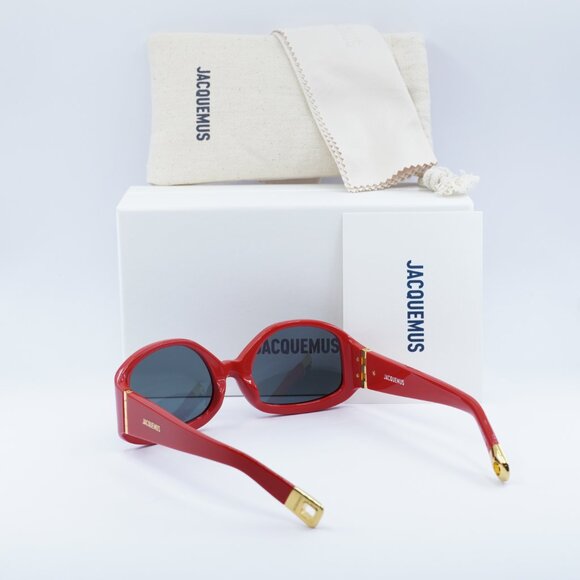 Jacquemus COLAPSO JAC/15 C2 Sunglasses Red Geometric Frame, Grey Lenses - Picture 10 of 10